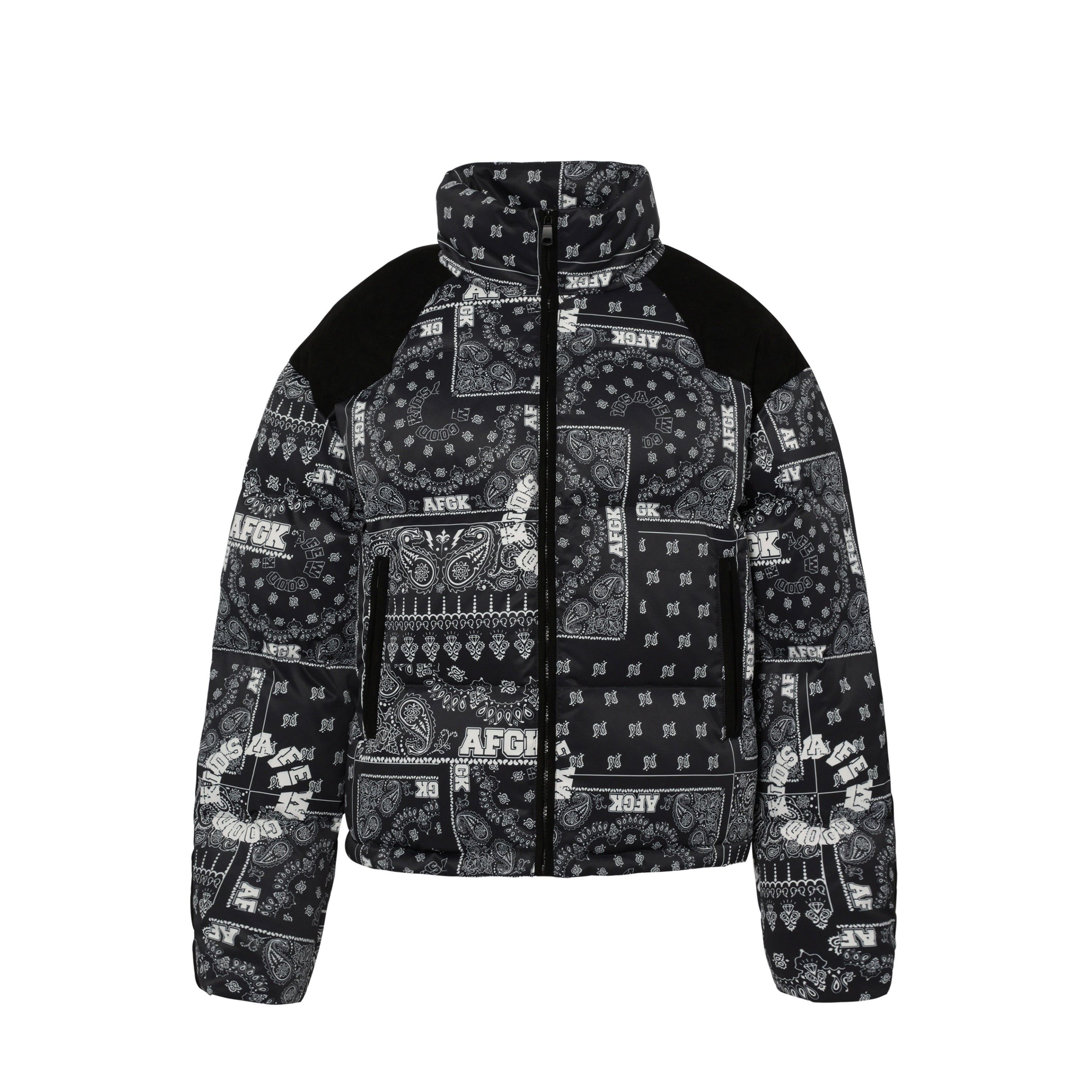 Black bandana puffer jacket online