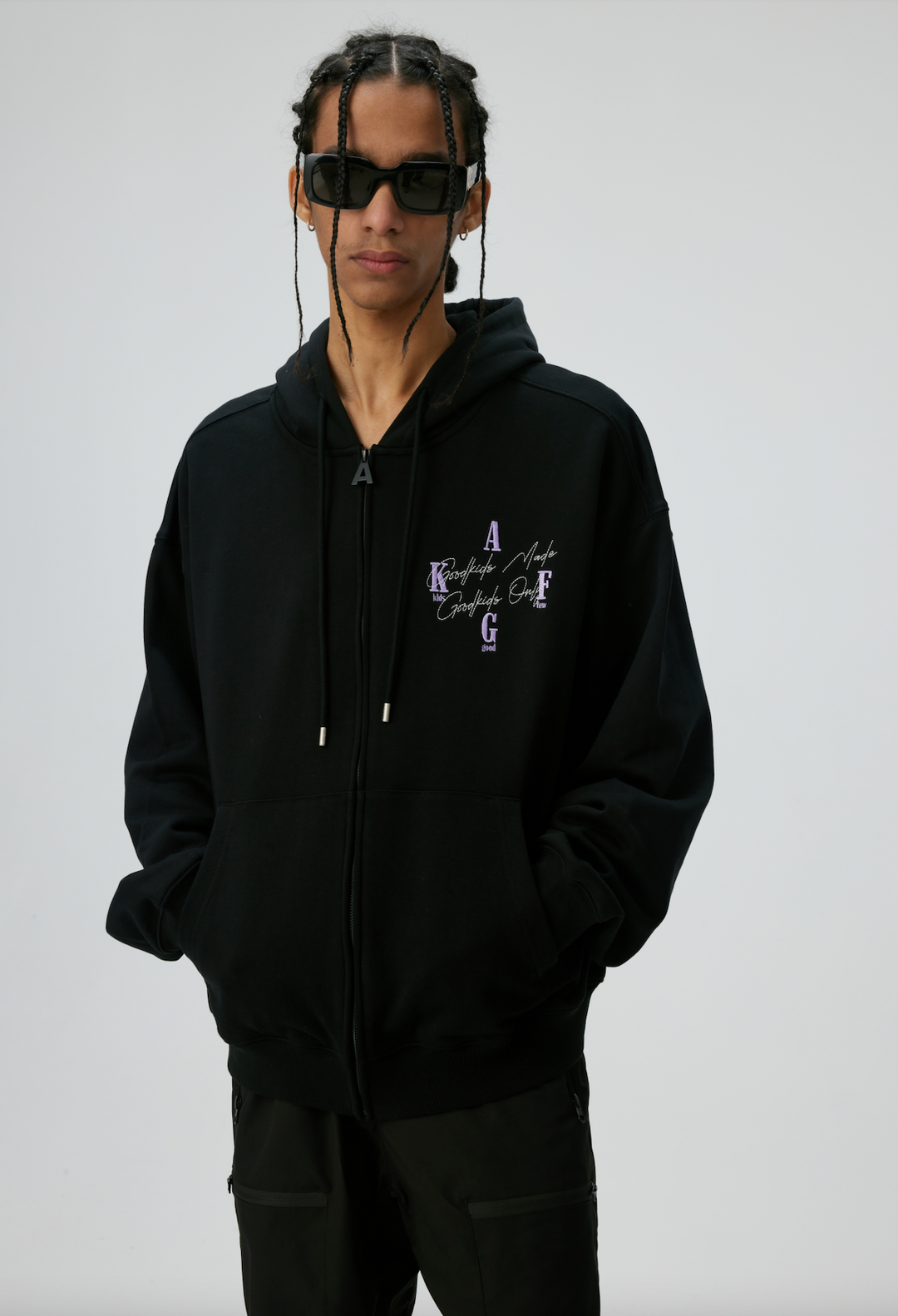 DONCARE(AFGK) "signature logo zip hoodie"