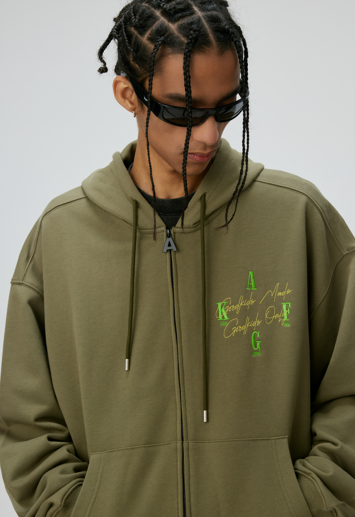 DONCARE(AFGK) "signature logo zip hoodie"