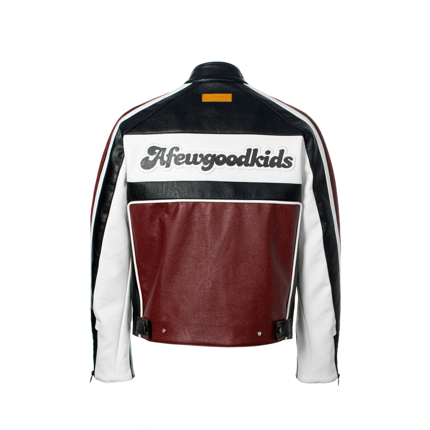 DONCARE (AFGK) "Panelled Biker  Leather Jacket" - Red