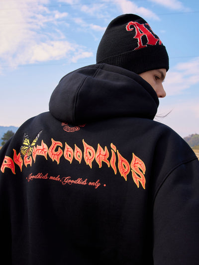 DONCARE(AFGK) "Flame logo zip hoodie"