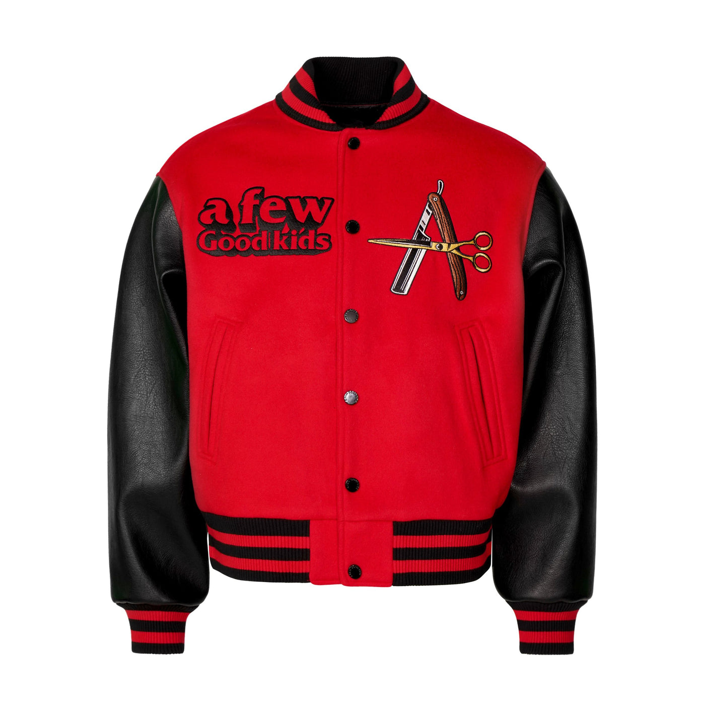 DONCARE (AFGK) "Shave Varsity Leather Jacket" - RED