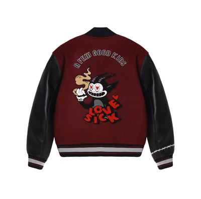 DONCARE(AFGK) "Smoking Imp leather varsity jacket"