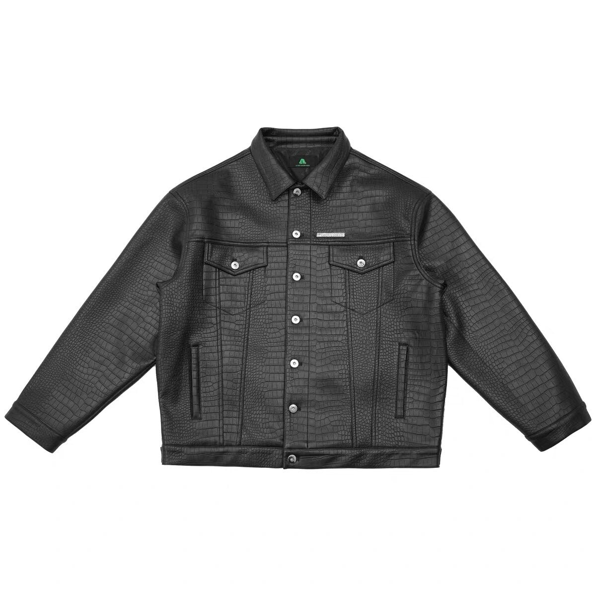 DONCARE (AFGK) "Crocodile Effect Leather Jacket" - Black