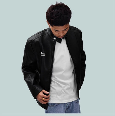 DONCARE (AFGK) "3D logo Leather Biker Jacket" - Black