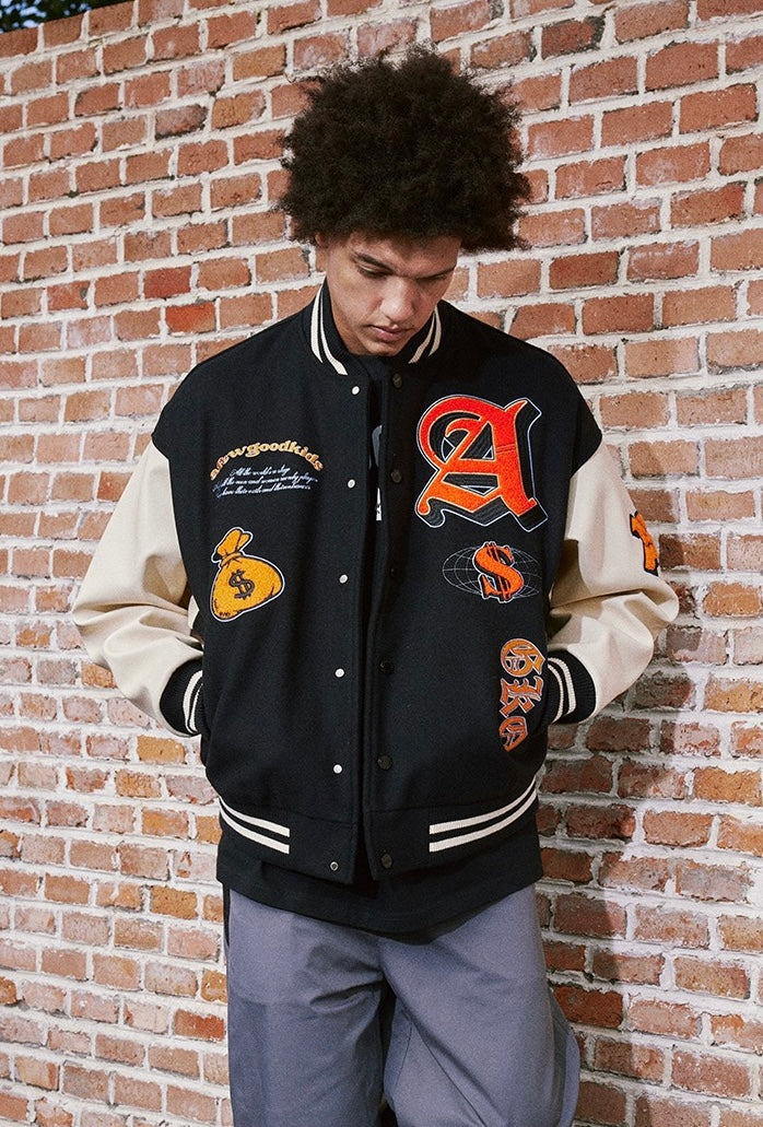 DONCARE(AFGK) “Cash Varsity Jacket” - Black