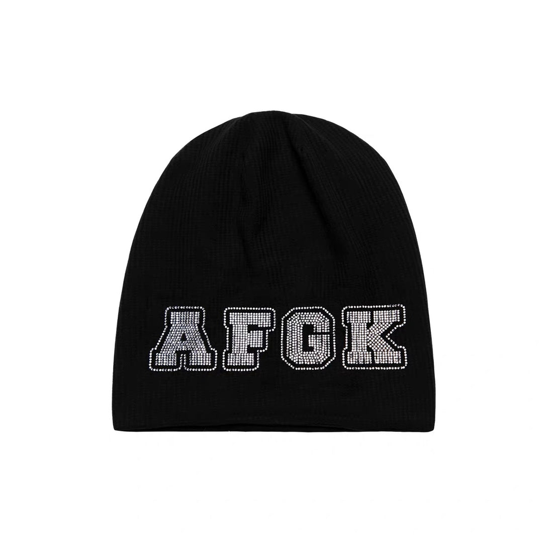 DONCARE(AFGK) “Rhinestone logo beanie”