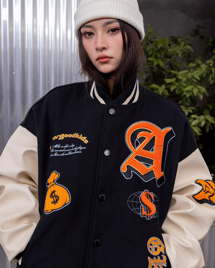 DONCARE(AFGK) “Cash Varsity Jacket” - Black